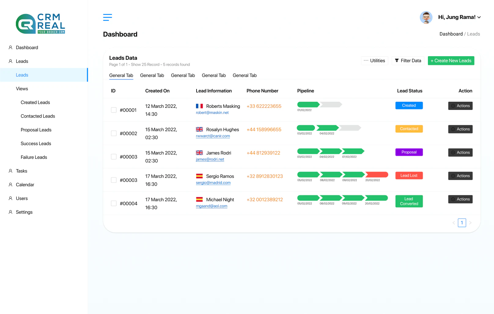 CRM Real — Lead status