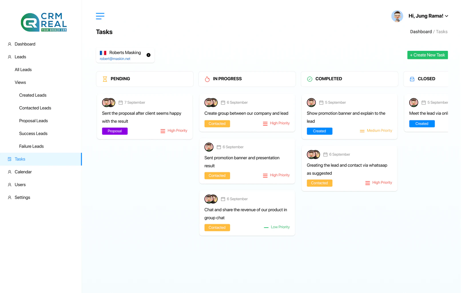 CRM Real — Tasks