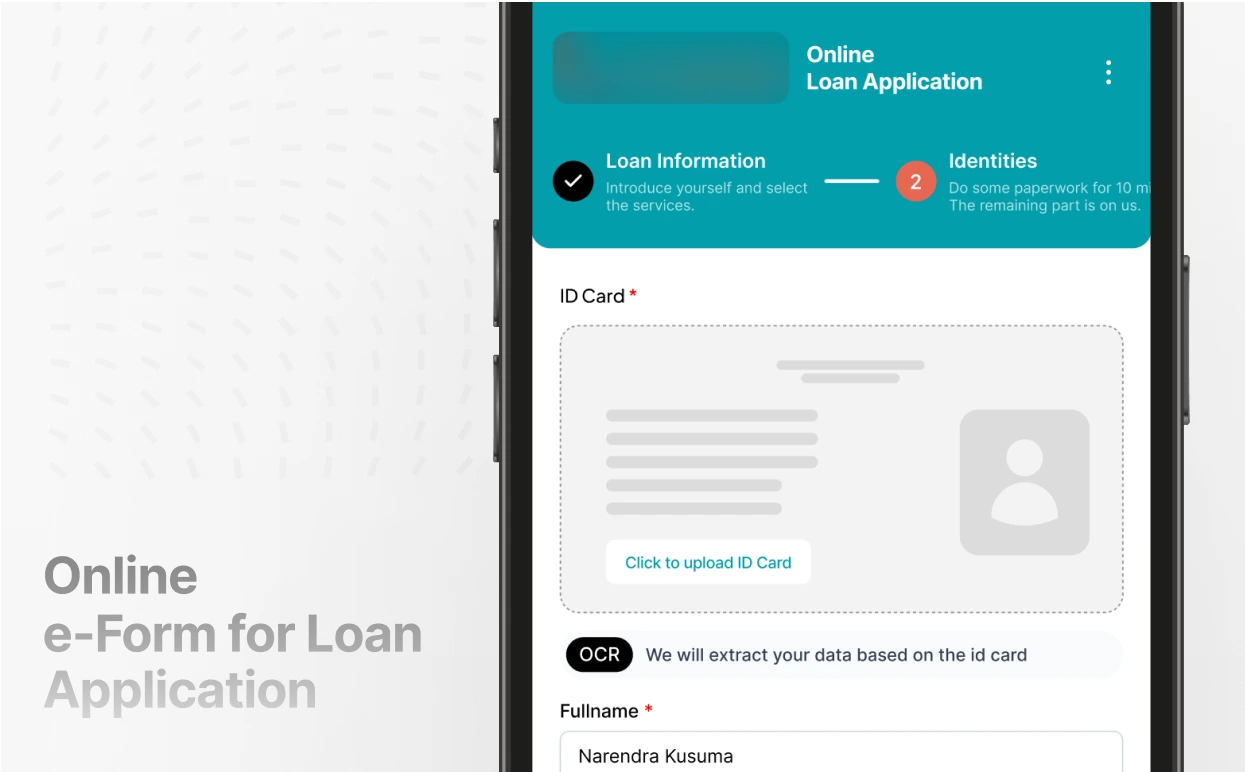 Mobile view of the loan application